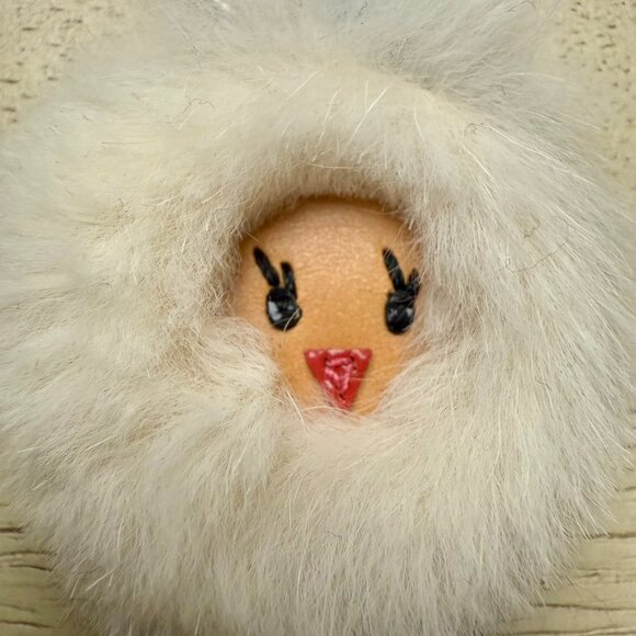 Coach HTF Alaska Native Girl Key Fob - Mink Fur, Leather, Y2K, Silver Hardware - Picture 6 of 6